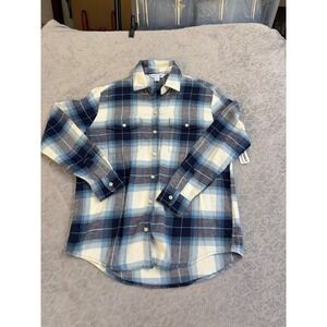 Old Navy Boyfriend Shirt Womens XS Blue Navy Buffalo Plaid Flannel NWT 739570-08